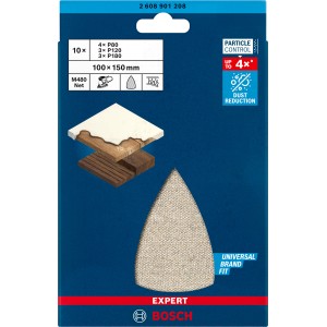 Bosch Expert M480 Schleifblatt-Set, 10-teilig, Körnung K80-K180, 100x150mm, für Multischleifer.