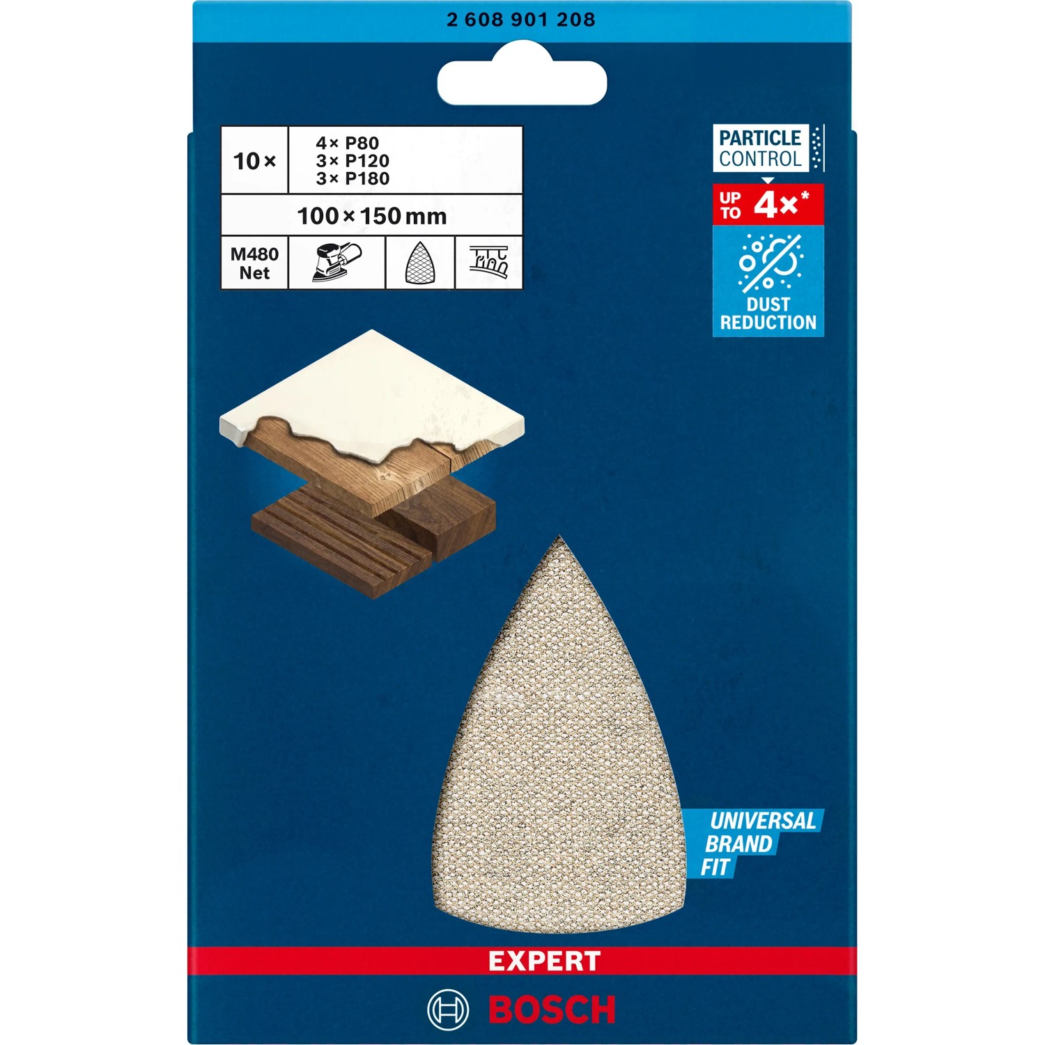 Bosch Expert M480 Schleifblatt-Set, 10-teilig, Körnung K80-K180, 100x150mm, für Multischleifer.