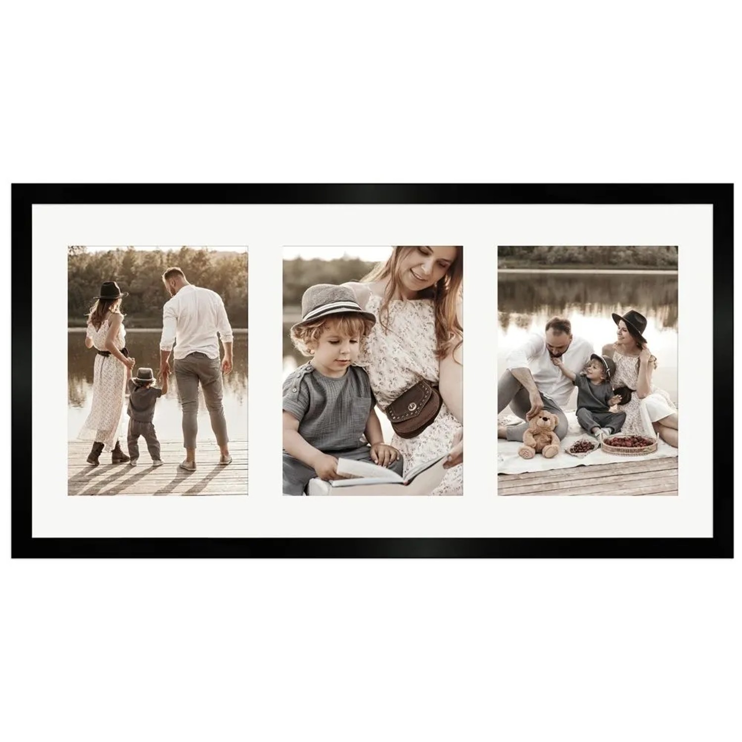 WANDStyle Galerierahmen G950 in Schwarz 25 x 50 cm für 3 Bilder im Format 13 x 18 cm