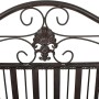 Detailansicht der Gartenbank Mangan von Garden Pleasure aus Stahl mit geschwungenen Ornamenten.