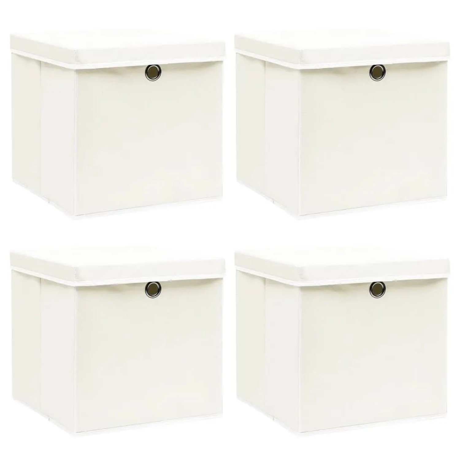 vidaXL Aufbewahrungsboxen mit Deckeln 4 Stk Weiß 32x32x32 cm Stoff 288350