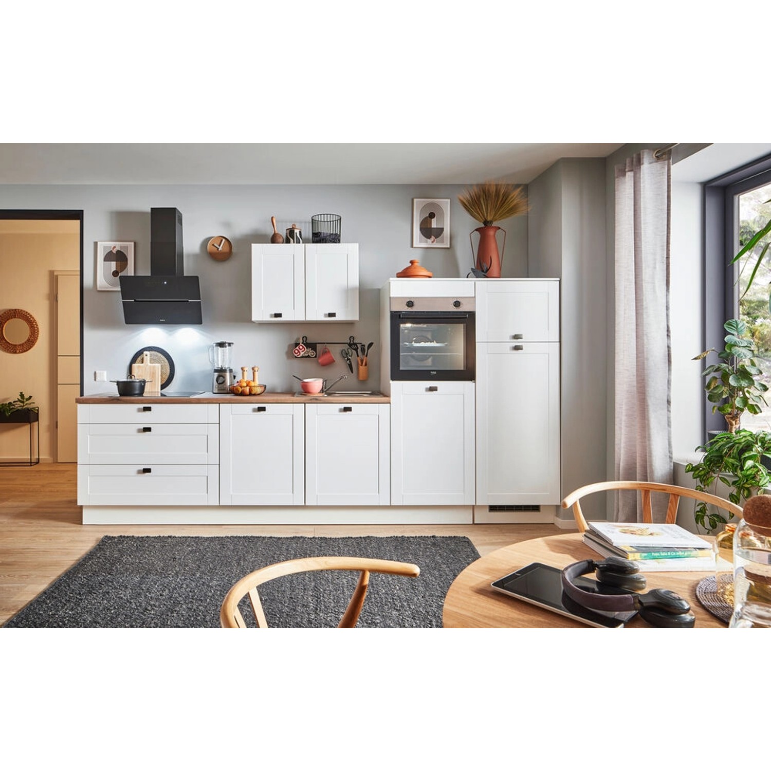 pino Küchenzeile 330 cm Weiß matt Anschlag rechts 2 Geräteschränke günstig online kaufen