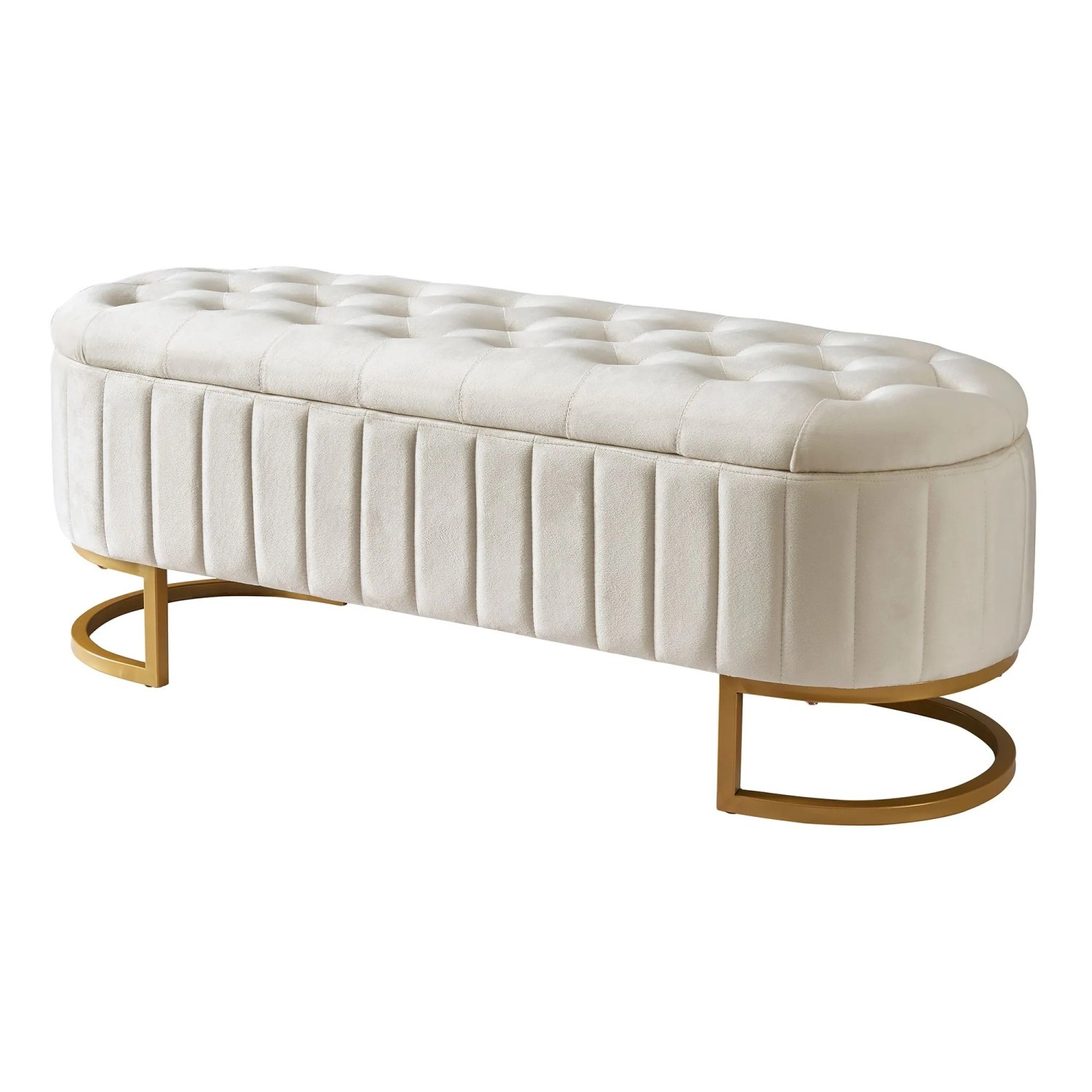 Merax Sitzbank 120x40cm Stauraum Samt Beige