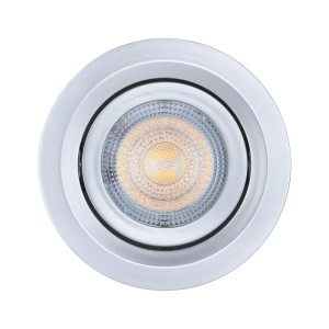Runder Paulmann LED Einbaustrahler in Chrom. Warmweißes Licht (3000K), 460 lm, geringe Einbautiefe.