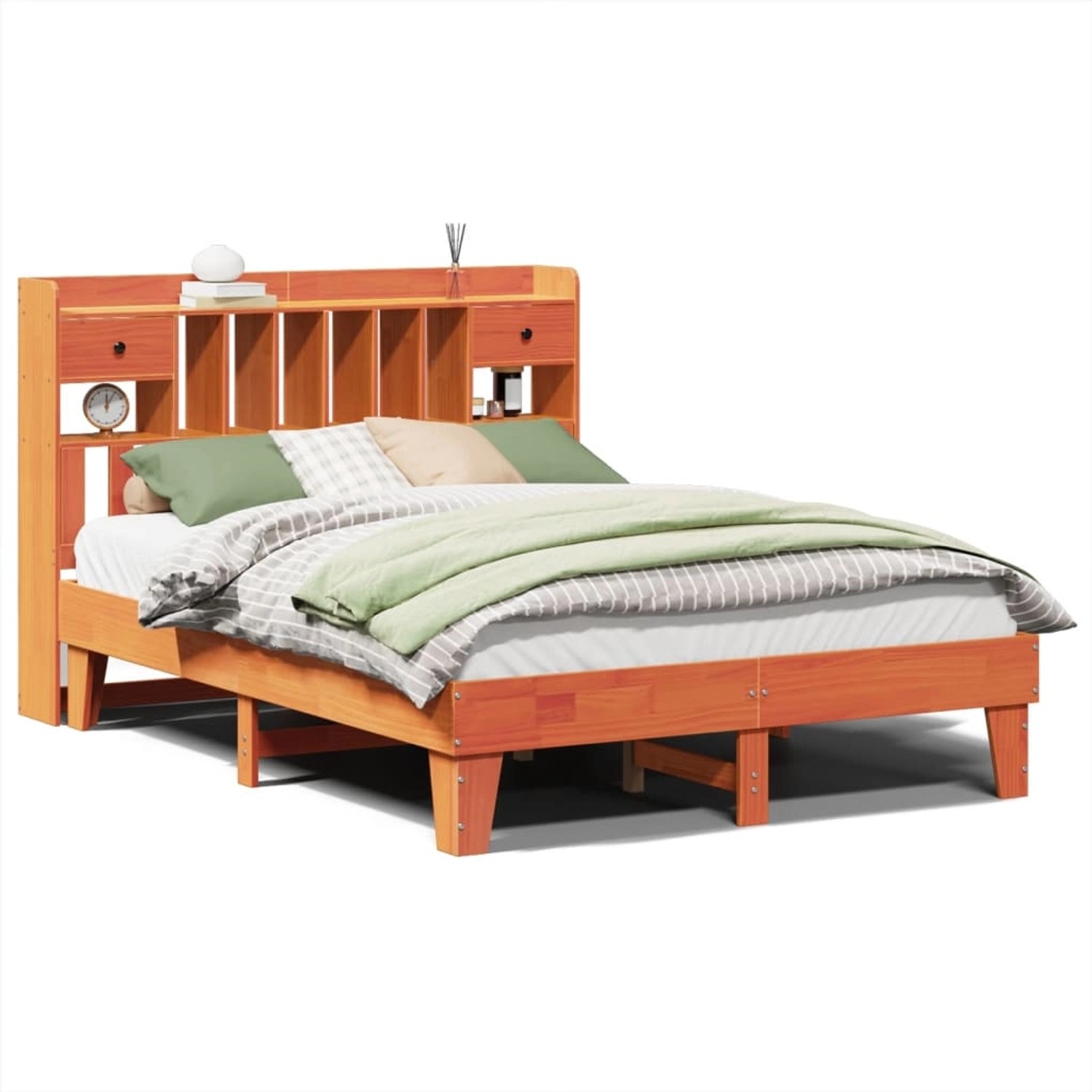 vidaXL Massivholzbett ohne Matratze Wachsbraun 150x200 cm Kiefernholz 33088 günstig online kaufen