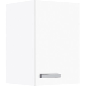 Optifit Oberschrank Salo214, 50 cm, Weiß, mit Drehtür und silberfarbenem Griff.