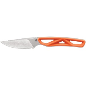 Gerber Exo-Mod Caper Gürtelmesser mit 7,7 cm Klinge und orangefarbenem Griff.