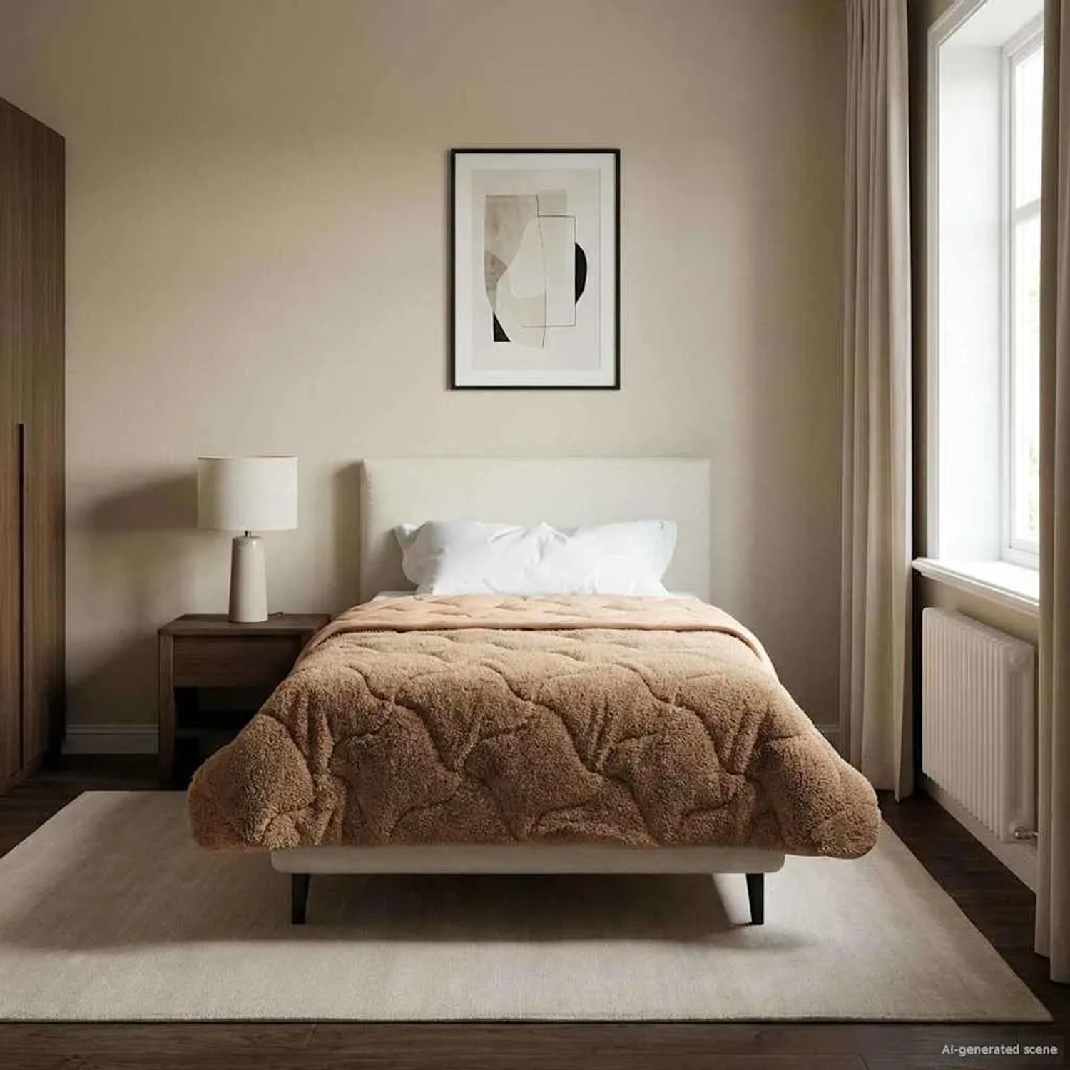 vidaXL Winterbettdecke Taupe 135 x 200 cm Mikrofaser und Teddy-Fleece 42026349_2