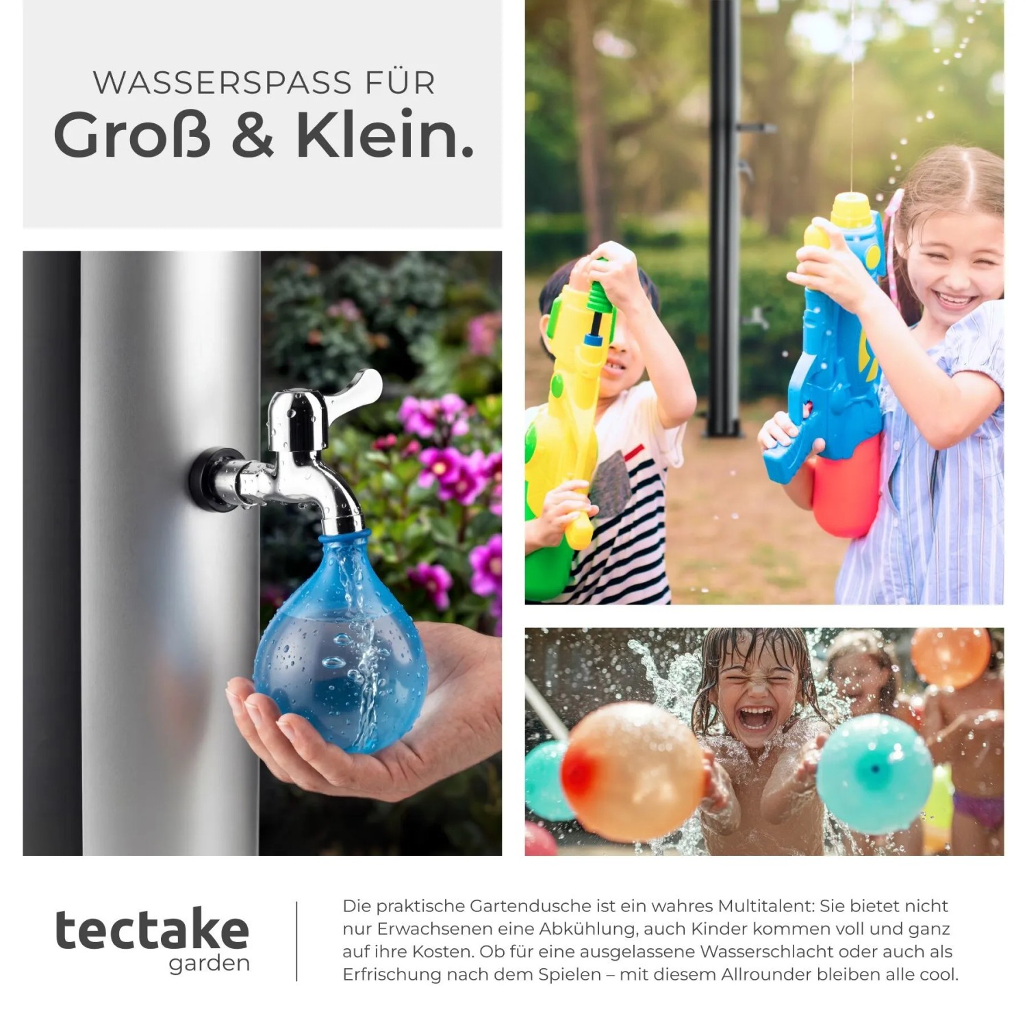 Tectake Solardusche Tinto, 20 Liter, mit Duschkopf und Seifenablage, schwarz