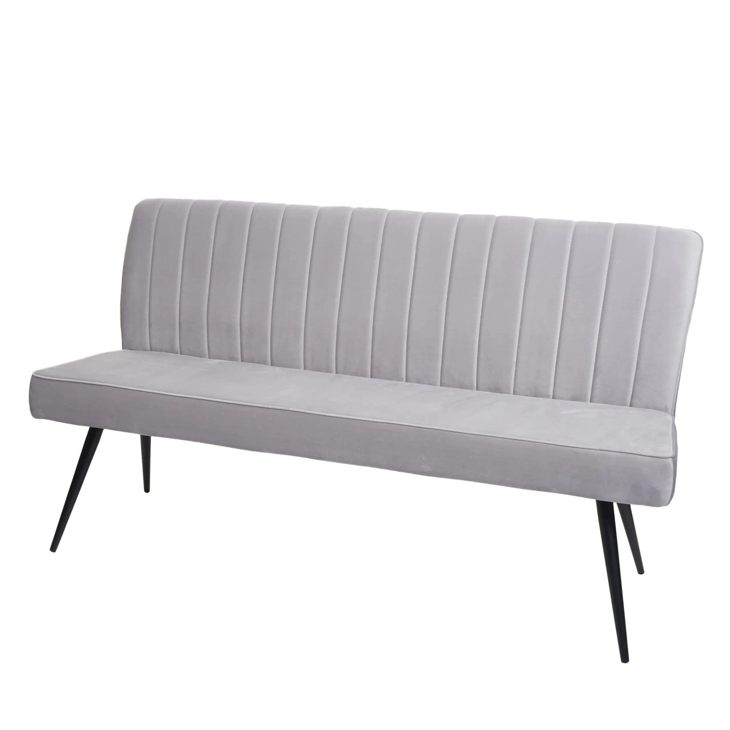 MCW Sitzbank K16 Rückenlehne Samt Metall 160cm Hellgrau