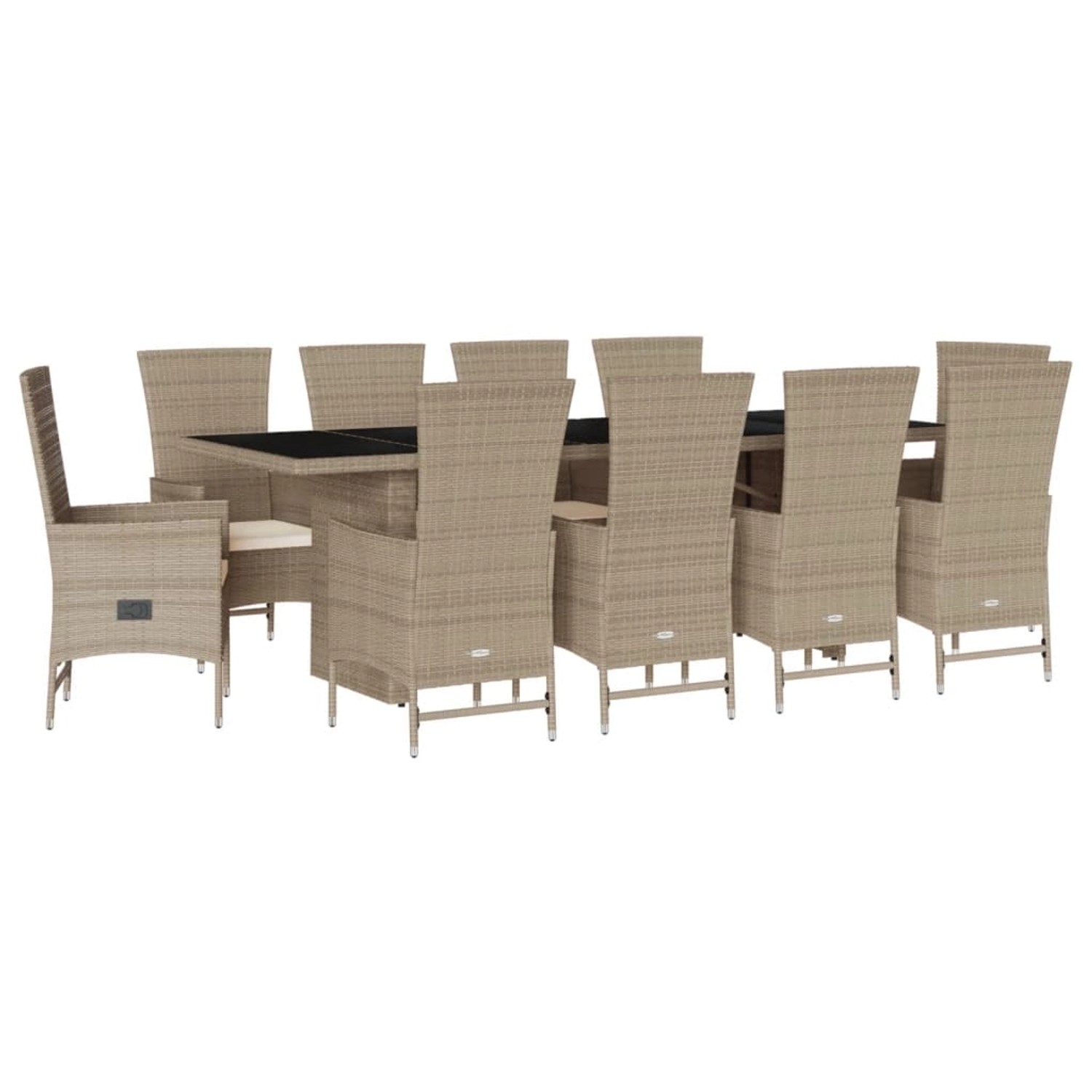 vidaXL 11-Tlg Garten-Essgruppe mit Kissen Beige Poly Rattan 3277585 günstig online kaufen