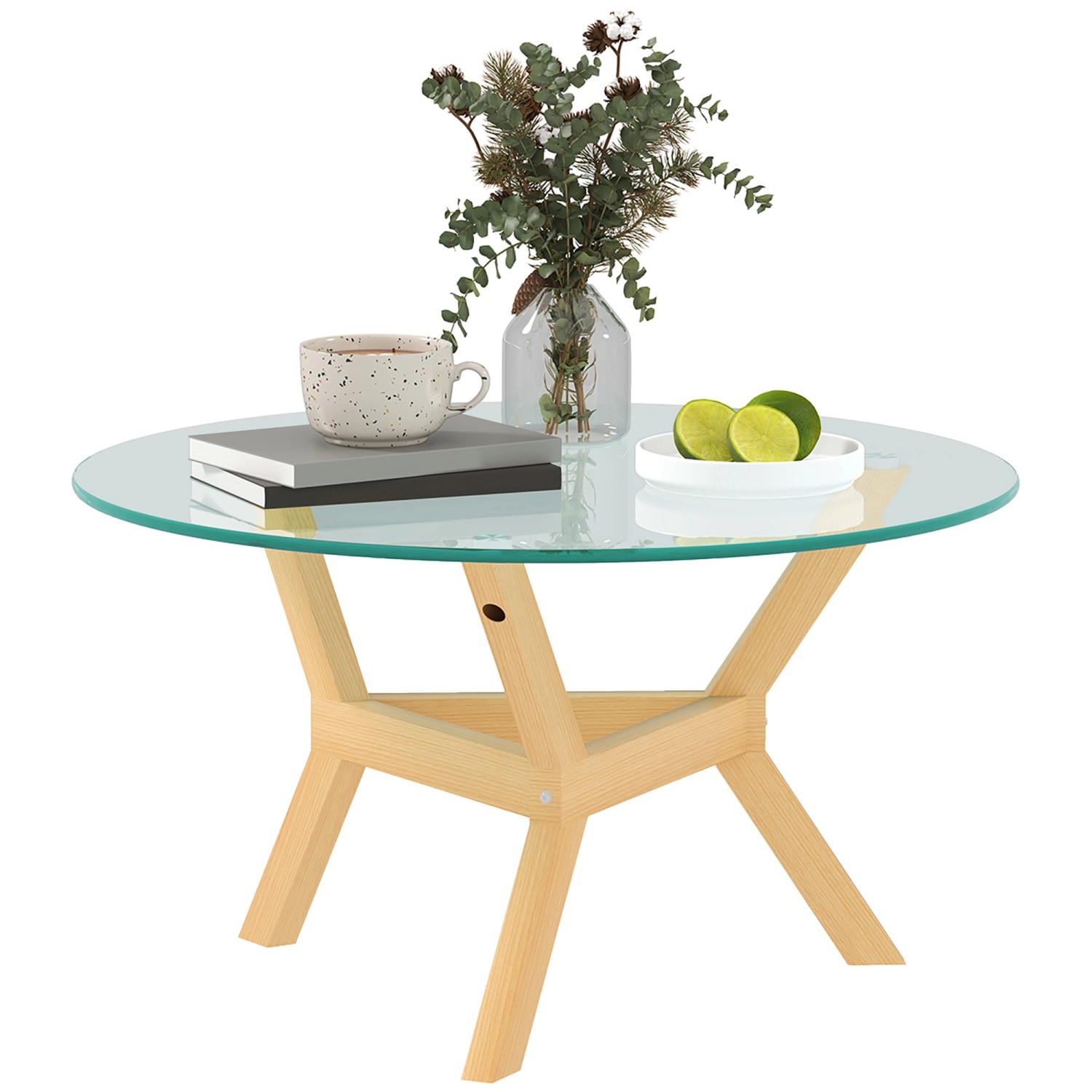 HOMCOM Couchtisch Wohnzimmertisch Hartglas Stahl Transparent 80 x 45H cm günstig online kaufen