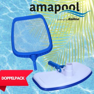 Amapool Reinigungsset Basic, 2-teilig: Kescher und Bodensauger für die Poolreinigung.