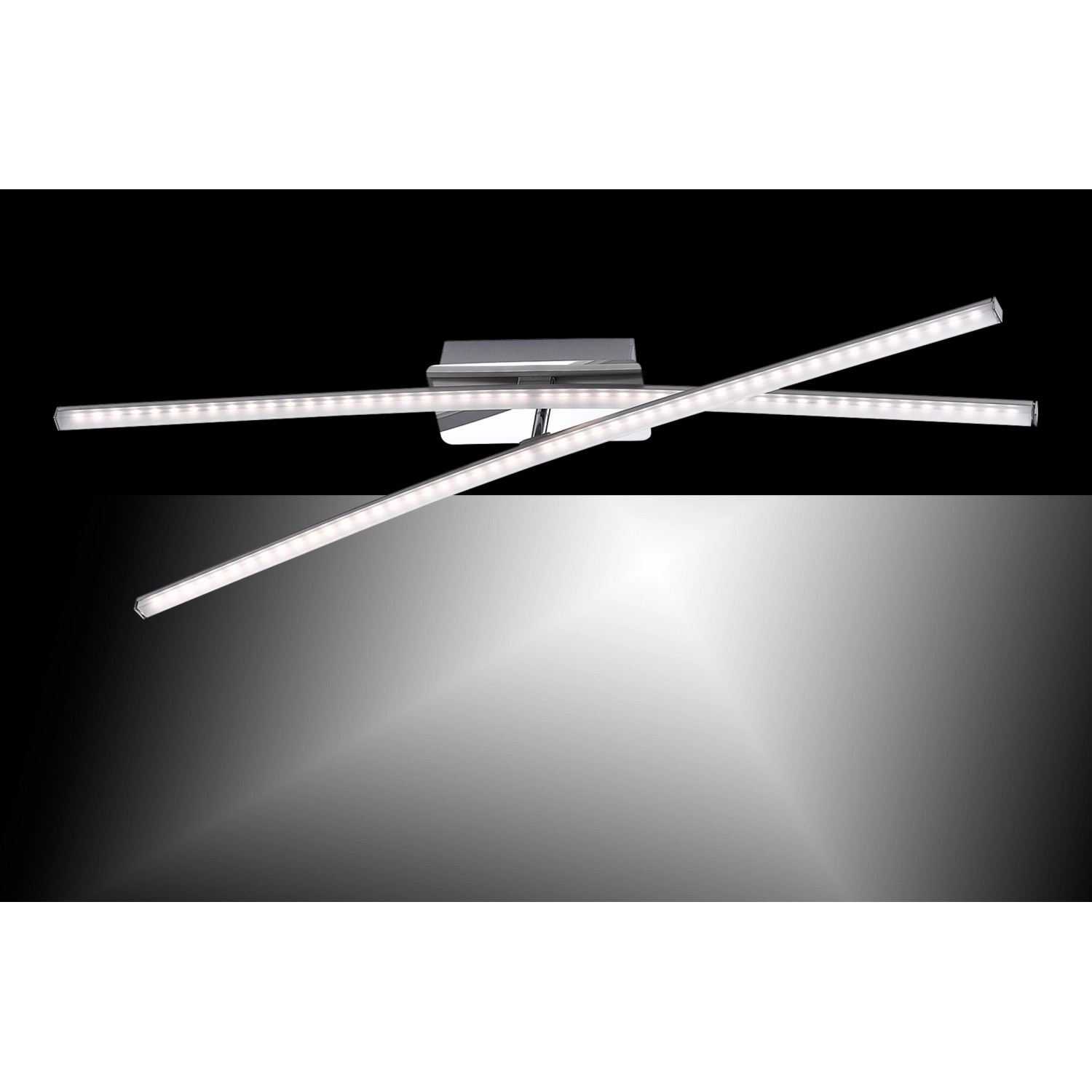 Moderne LED-Deckenleuchte Simon aus Stahl, 80,5x80,5 cm, warmweißes Licht für Wohnräume.